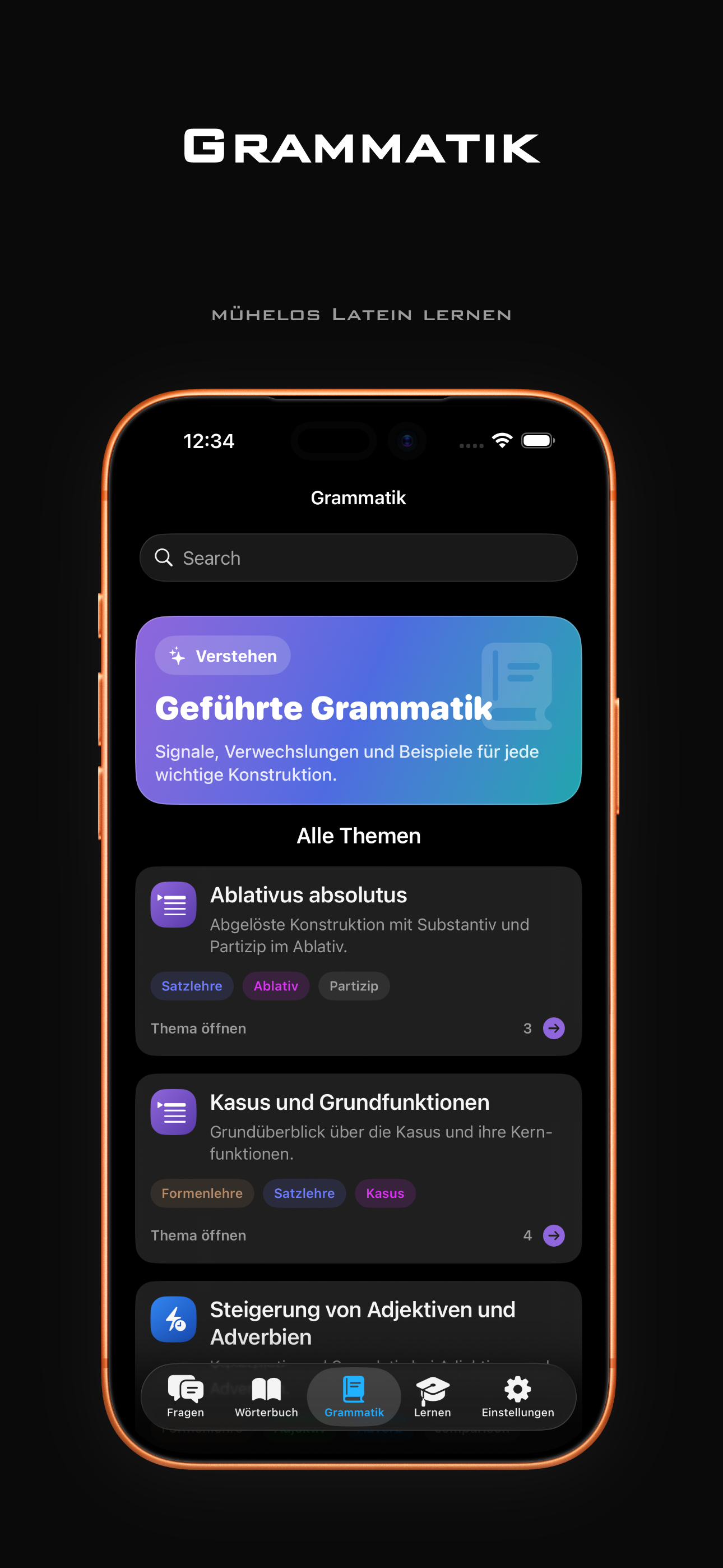 Grammatikübersicht in Lingua Latina