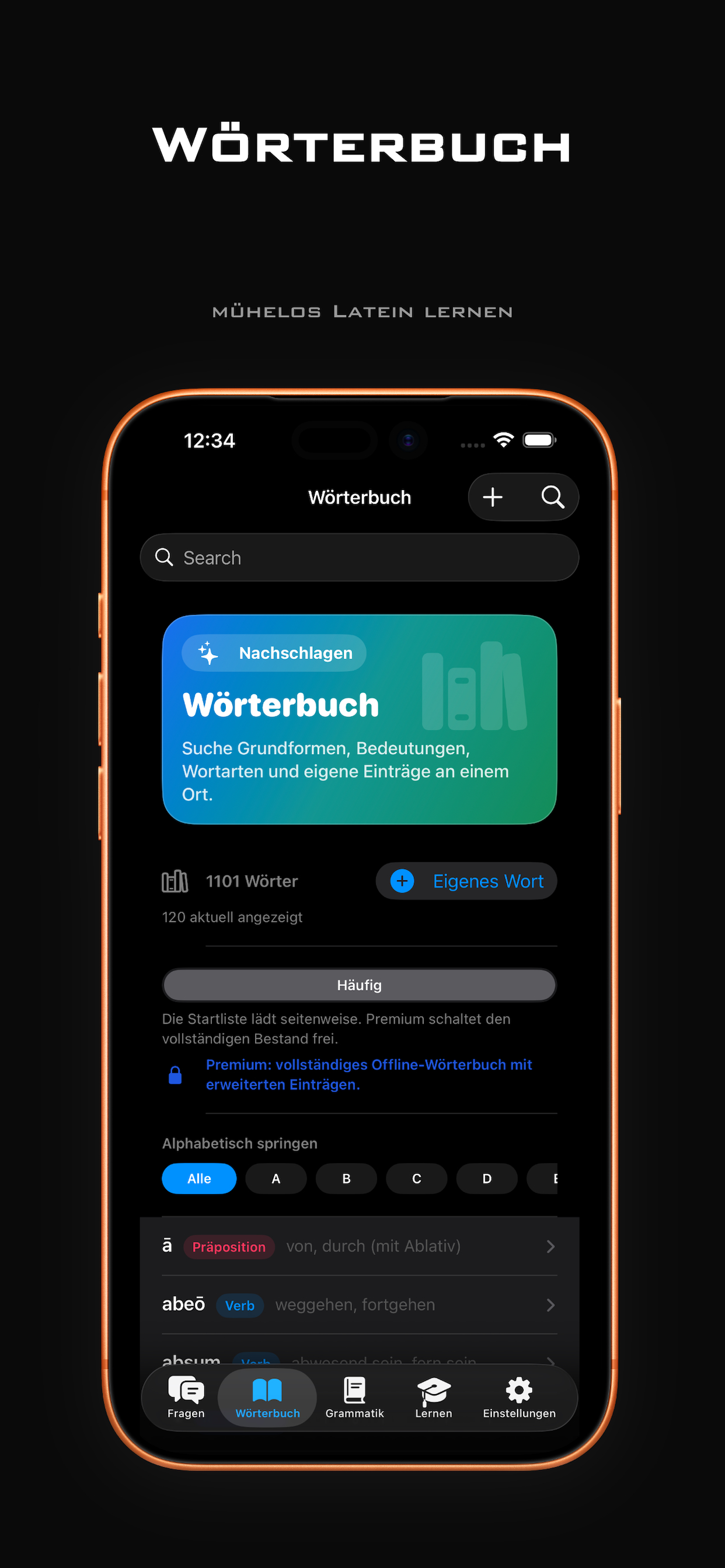 Wörterbuch in Lingua Latina