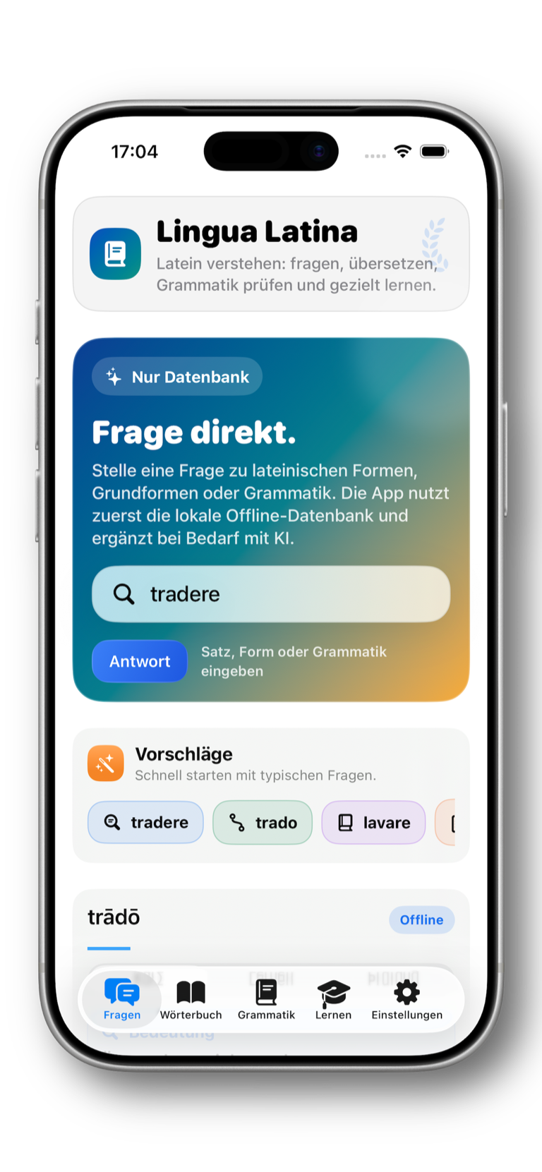 Lingua Latina iPhone app for learning Latin vocabulary and grammar